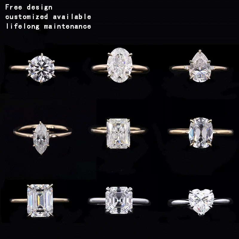 Starsgem Customized Fancy Shape Women's 14k 18k Gold Moissanite Diamond Women Luxury Wedding Ring for Women
