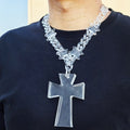 Trendy 2025 HIPHOP Street Jewelry New Resin Clear Pendant Punk Thorn Chain Big Cross Acrylic Necklace for Men and Women