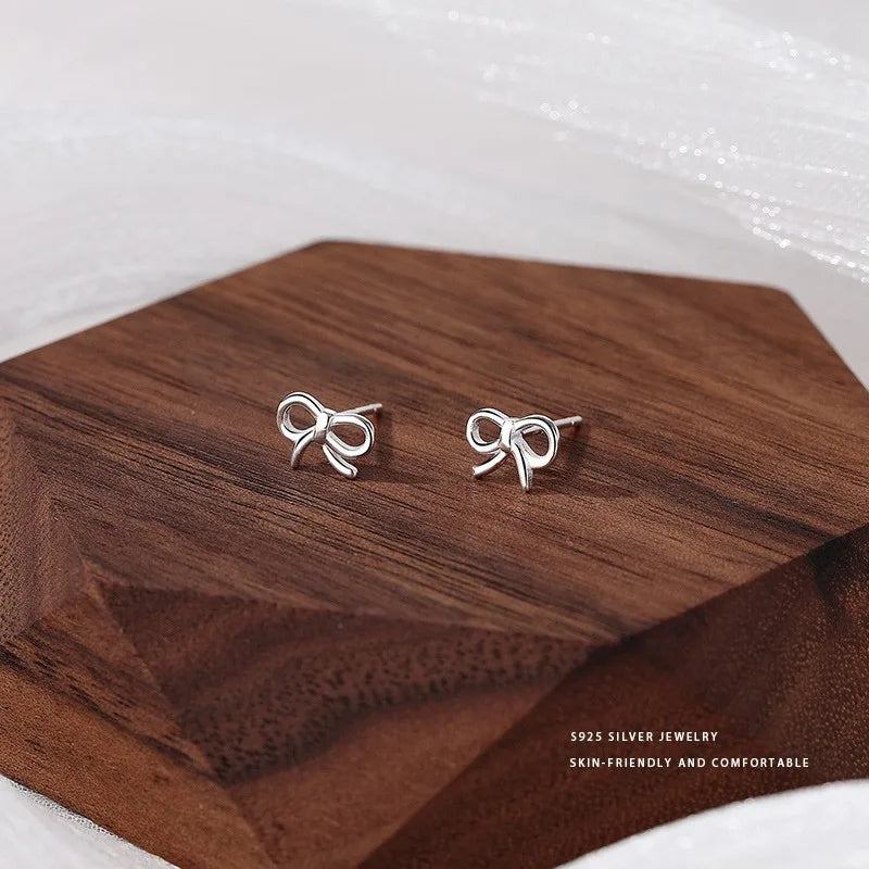 Wholesale Fashion Jewelry 925 Sterling Silver Simplicity Irregular Bow Gold Plated Stud Earring Jewelry for Women
