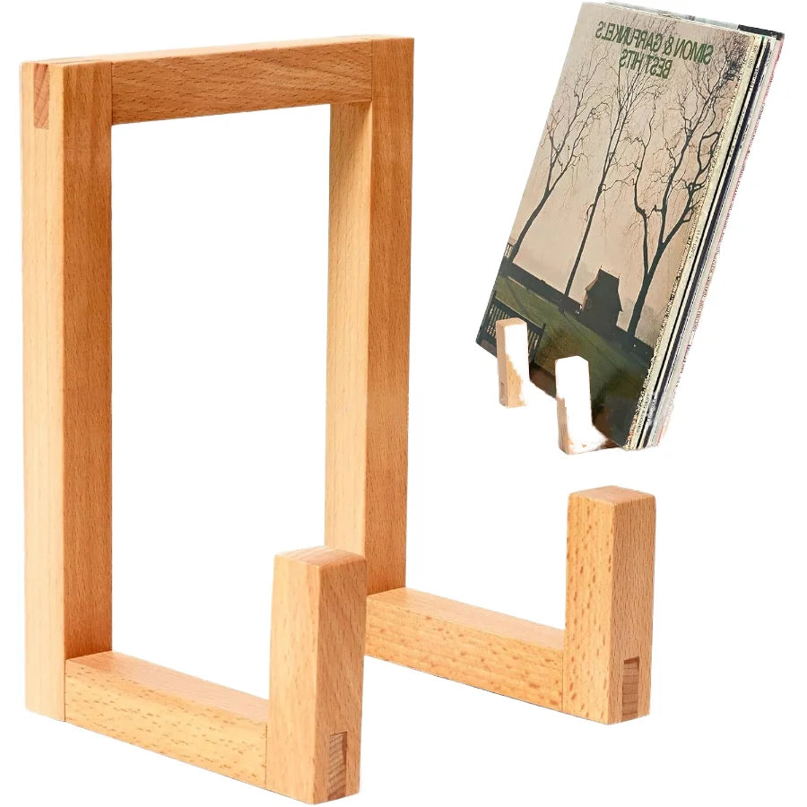 Modern Durable Wooden Multifunctional Storage Rack-Tabletop Display for Books Records & Photo Frames with Flexible Design