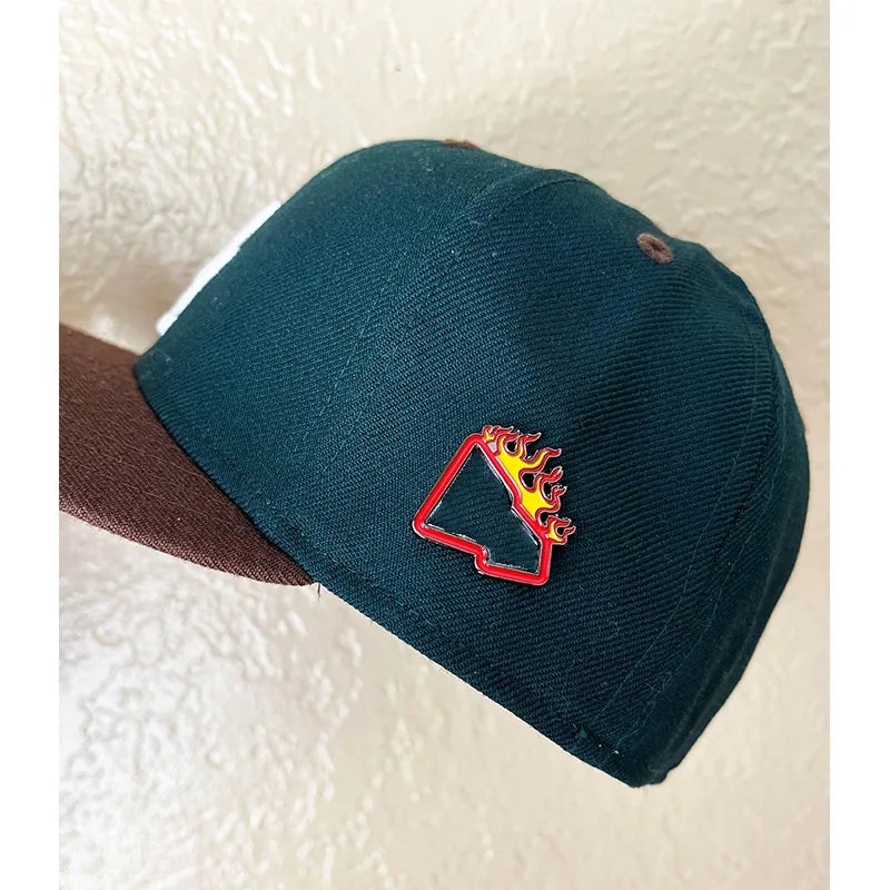 Custom Enamel Hat Clip Frame Pin New Flame Frame Fitted Hat Pin With Rubber Backing Clasp