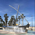 Contemporary Cascading Water Fountain Outdoor Stainless Steel Pool Boat Mirror Waterfall Out Door Water Fountain