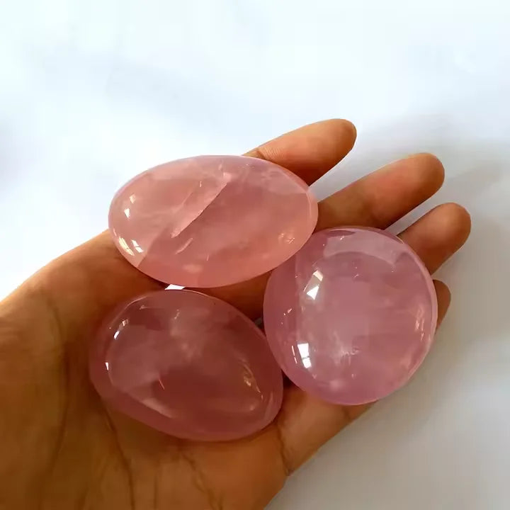 Wholesale Natural crystal palm stone heading rose quartz Palm Stone polished crystal Gemstone for home decoration