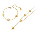 Fashion Stainless Steel Jewelry Wholesale Tarnish Free 18K Gold Plated Heart Charm Ladies Choker Necklace Bracelet for Women Set