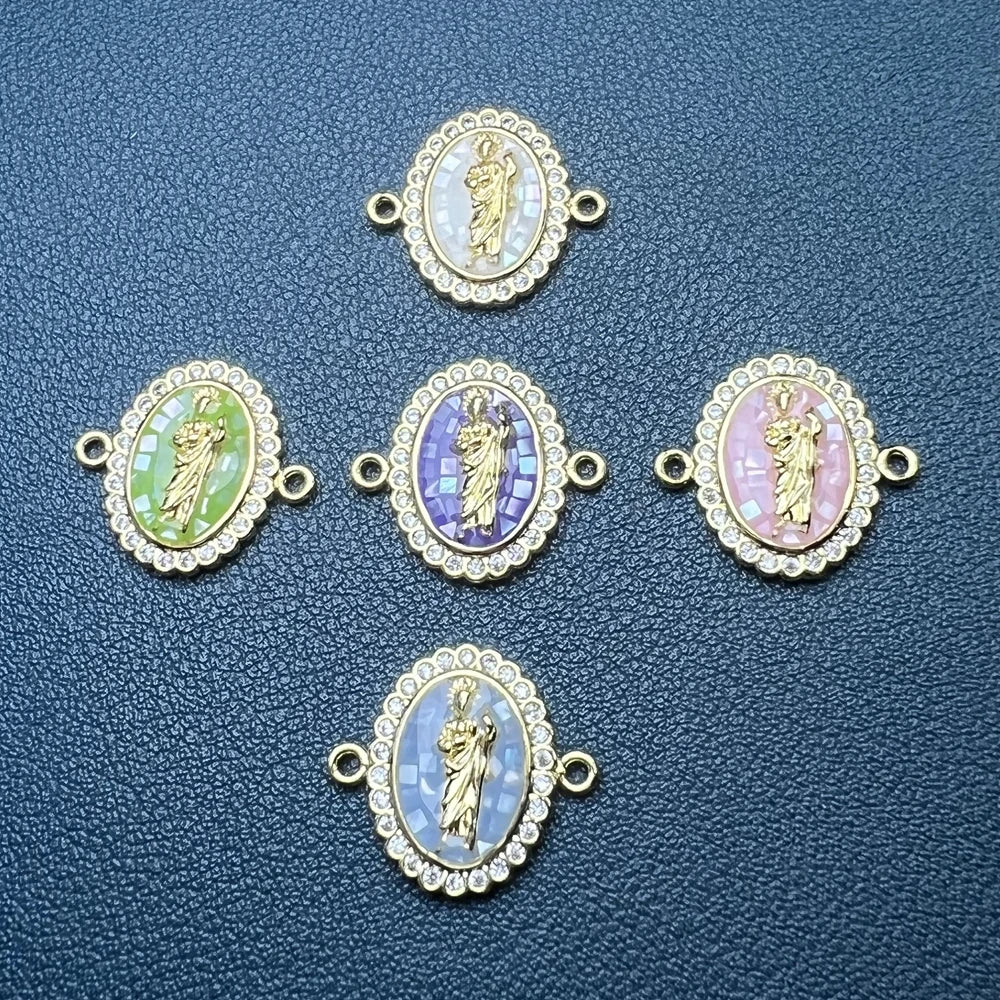 Metal Shell Zircon St Jude Thaddeus Necklace Pendants Bracelet Charms for Jewelry Making Diy Religious Accessories MegaBDM