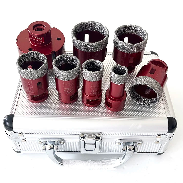 Drills-King 8pc Diamond Hole Saw Kit 20+25+32+40+45+50+68mm M14 Dry Drilling Porcelain Tile Ceramic Marble Diamond Drill Bit Set