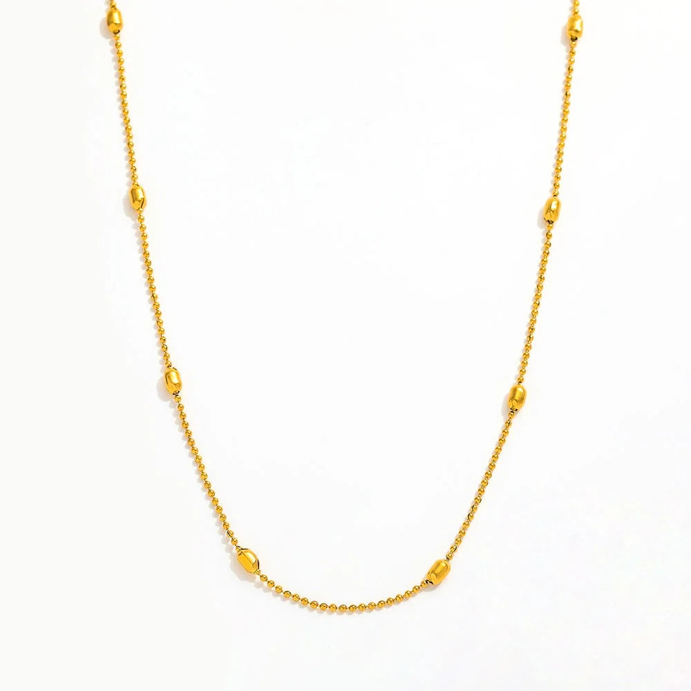 Fenny 18K Gold Plated Wholesale No Fade Fast Delivary Dainty Fashion Olive Round Beads Chain Stainless Steel Necklace for Women