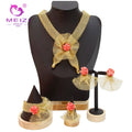 MEIZI 24K Gold Jewelry Set Middle Eastern Women's Bride Four-Piece Set Necklace Earrings Bracelet and Ring Set