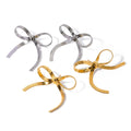 HOVANCI Women's Trendy 18K PVD Gold Plated Stainless Steel Snake Chain Earrings Anti-Allergy Bow Stud Design