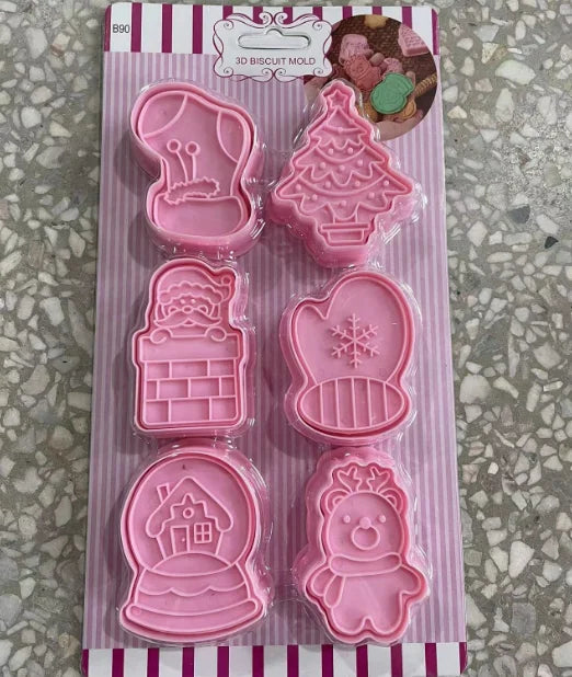 New Arrival 6pcs Plastic Christmas Fondant Tools Christmas Tree Gloves Elk Biscuits Shape Cookie Cutter