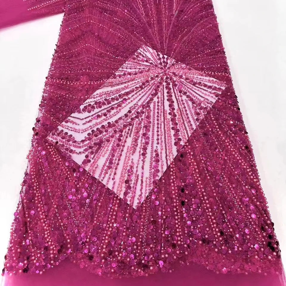 HY3077 Newly Sparkle Sequin Beaded Lace Embroidery Lace Fabric for Women Wedding Party Dresses