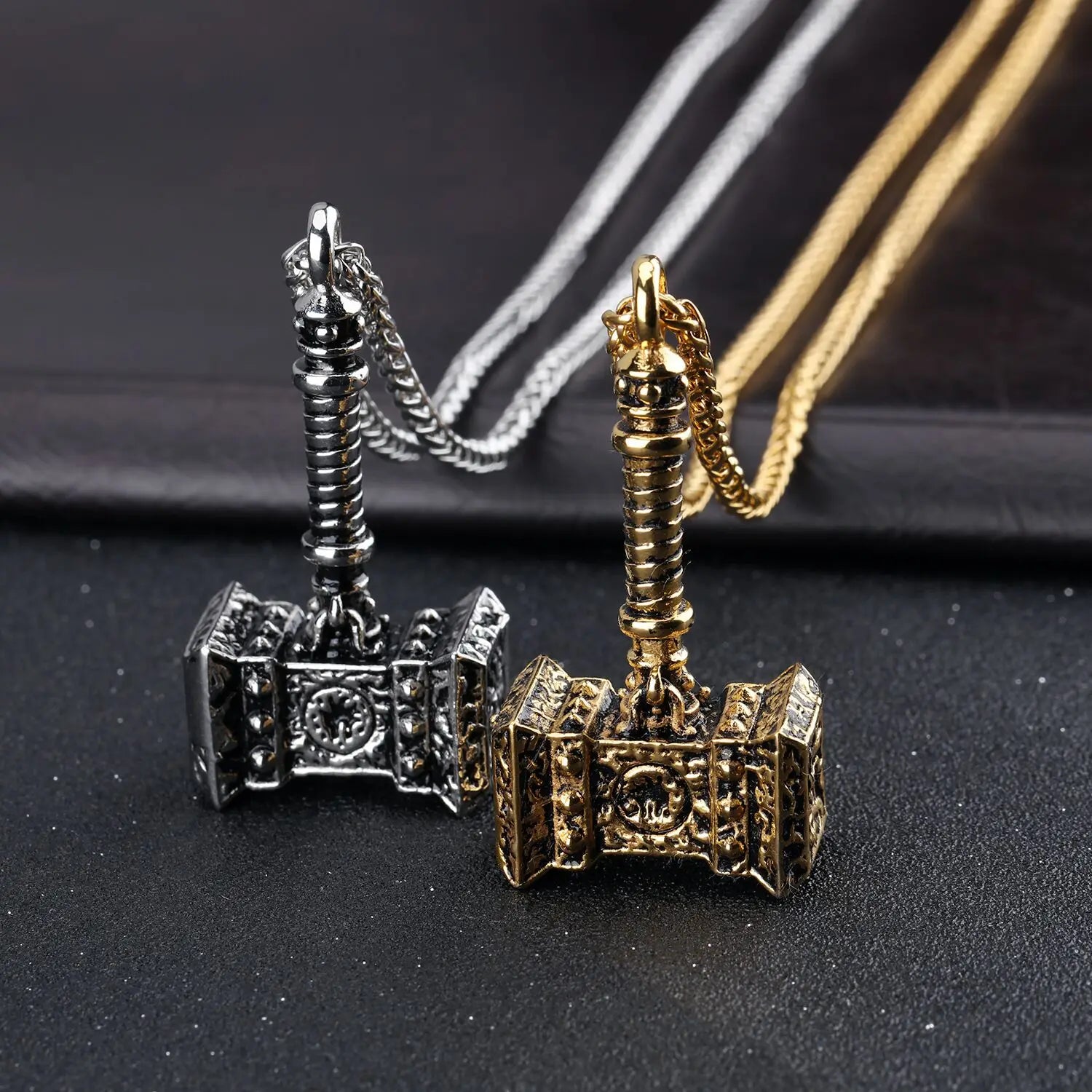 Vintage Thor Hammer Stainless Steel Necklace for Men and Women 18k Gold Viking Power Hammer Pendant Necklace