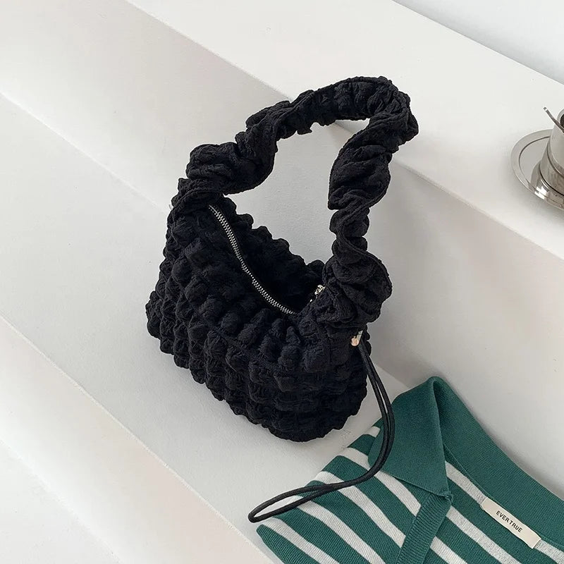 New Creative Design Handbags Soft Women's Shoulder Bags Polyester Fold Fashion Underarm Ladies Hand Bag