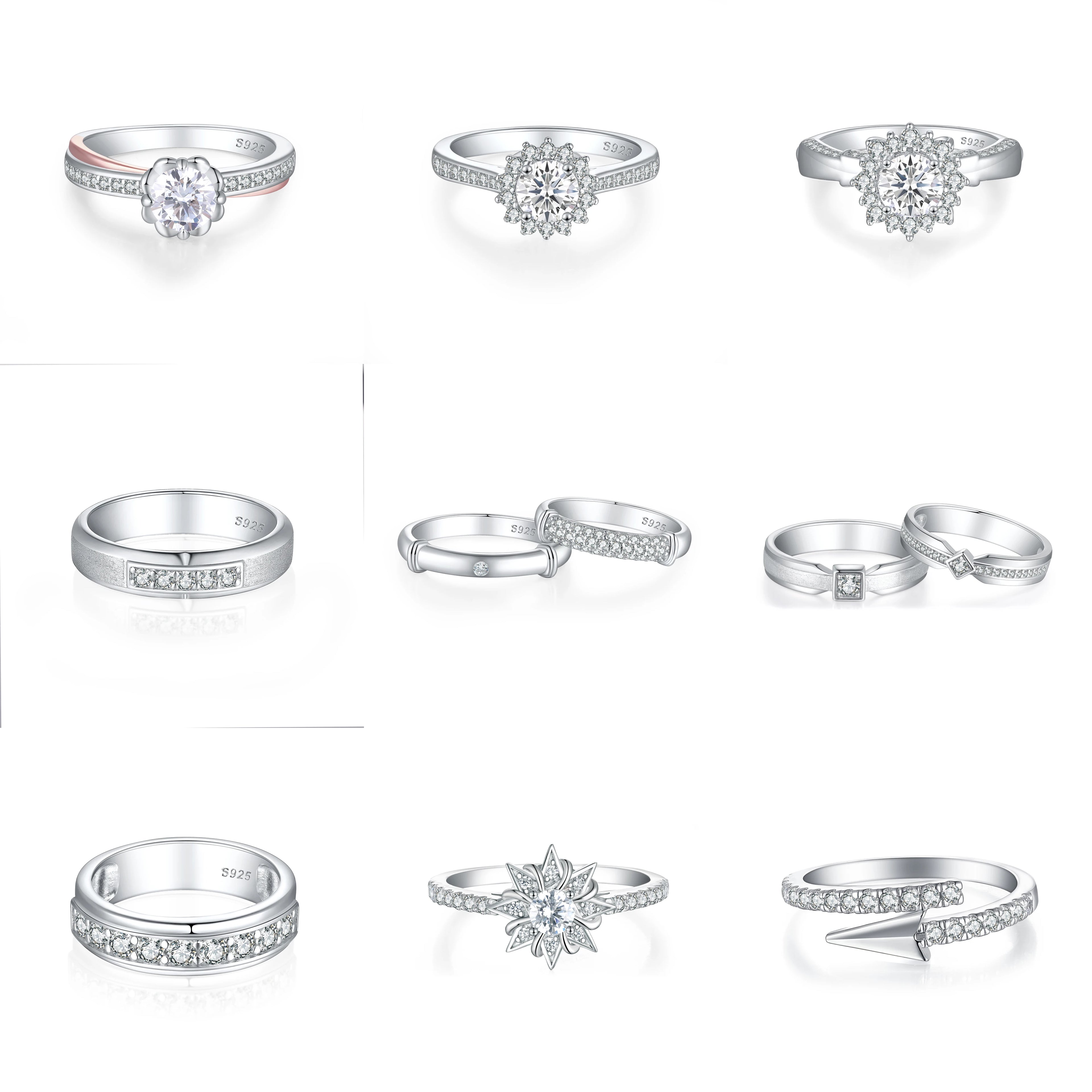 Tonglin Fine Jewelry Manufacturer 925 Sterling Silver Zircon Engagement Wedding Ring for Women