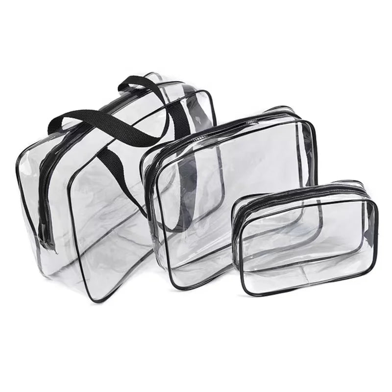 Custom Logo PVC Transparent Travel Toiletry Bag Clear Crossbody Makeup Bag MOQ 100pcs