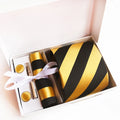 Custom Stripe Neckties With Pocket Squares Casual Men Ties and Hanky Set Tie Clip Pocket Square and Cufflink Set Gift Box