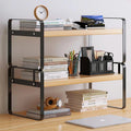 Adjustable Small Metal Wooden Desktop Organizer Storage Bookshelf Double-Tier Standing Type Rack for Restaurants Customizable