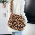 Winter Leopard Women's Soft Plush Shoulder Bags Fashion Faux Fur Hot Girls Crossbody Bag Commuter Female Furry Tote Handbags