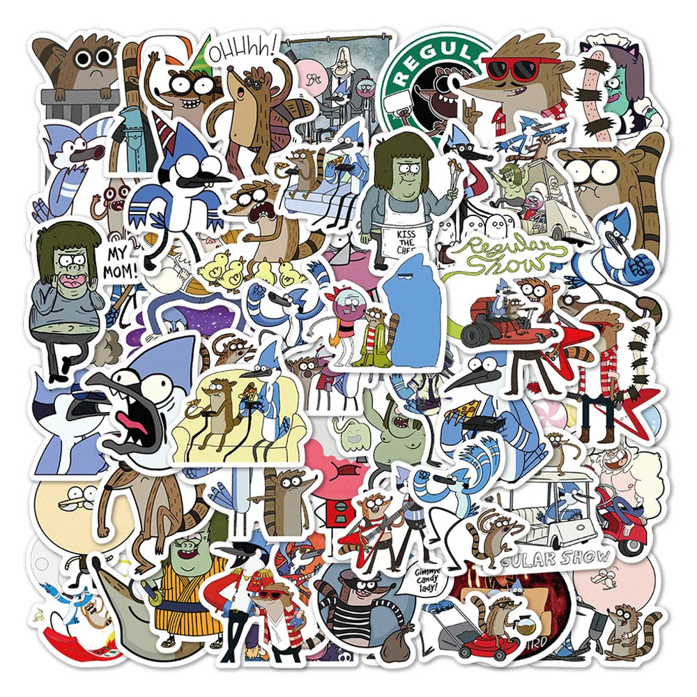 50PCS USA Animation Cute Cartoon Mordecai and Rigby Decals Regular Show Sticker
