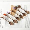 Natural Crystal Raw Stone Retro Carved Spoon Vintage Style Inlaid Spoon for Tea Set Accessories Crystal Crafts