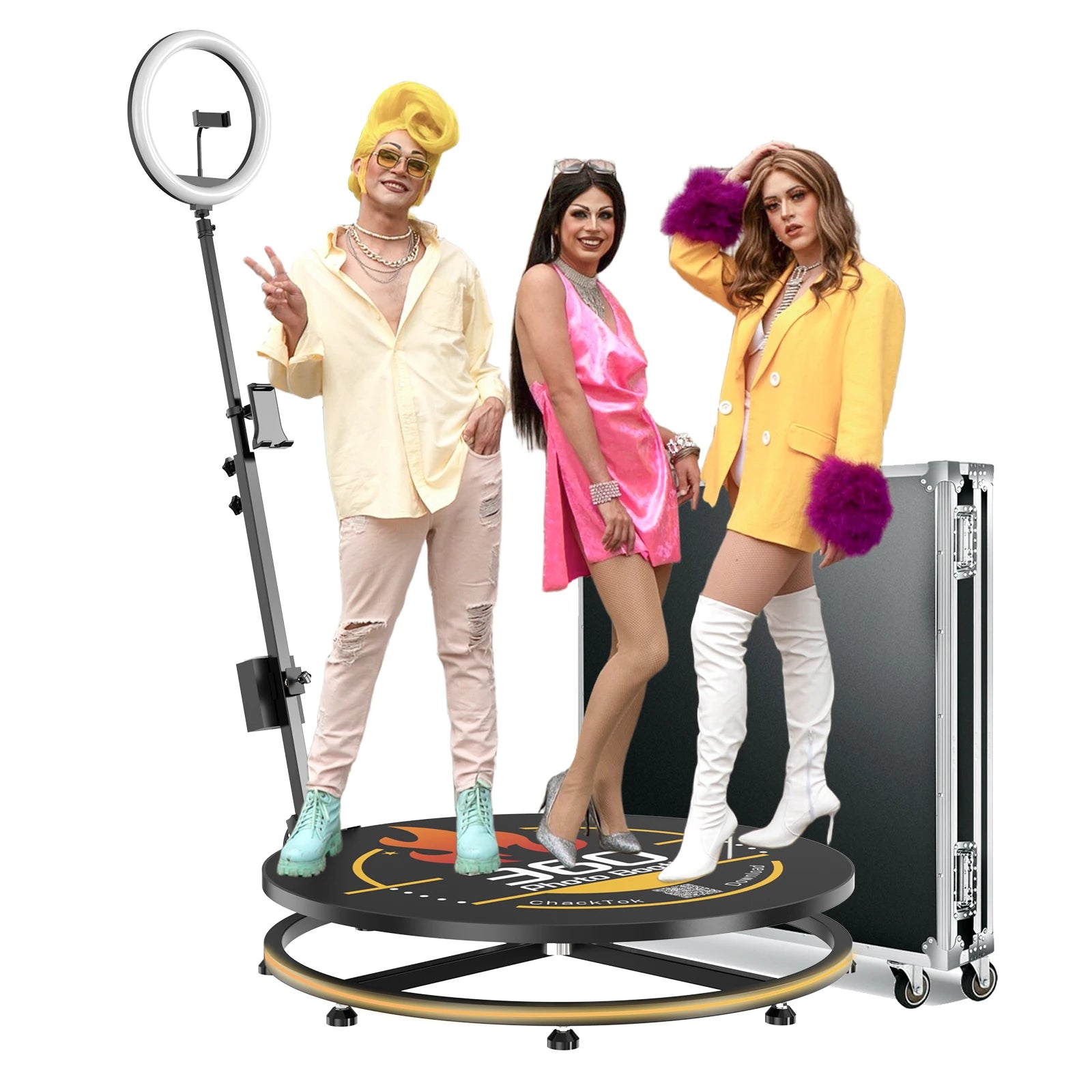 ChackTok 360 Photo Booth Party Equipment Flight case and Full Set of Accessories in Stock Adapt to Mobile iPad App Control
