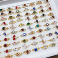 Trendy Gold Plated Shining Cubic Zircon Rings Random Design Mix Stone Diamond Rhinestone Engagement Finger Rings for Women