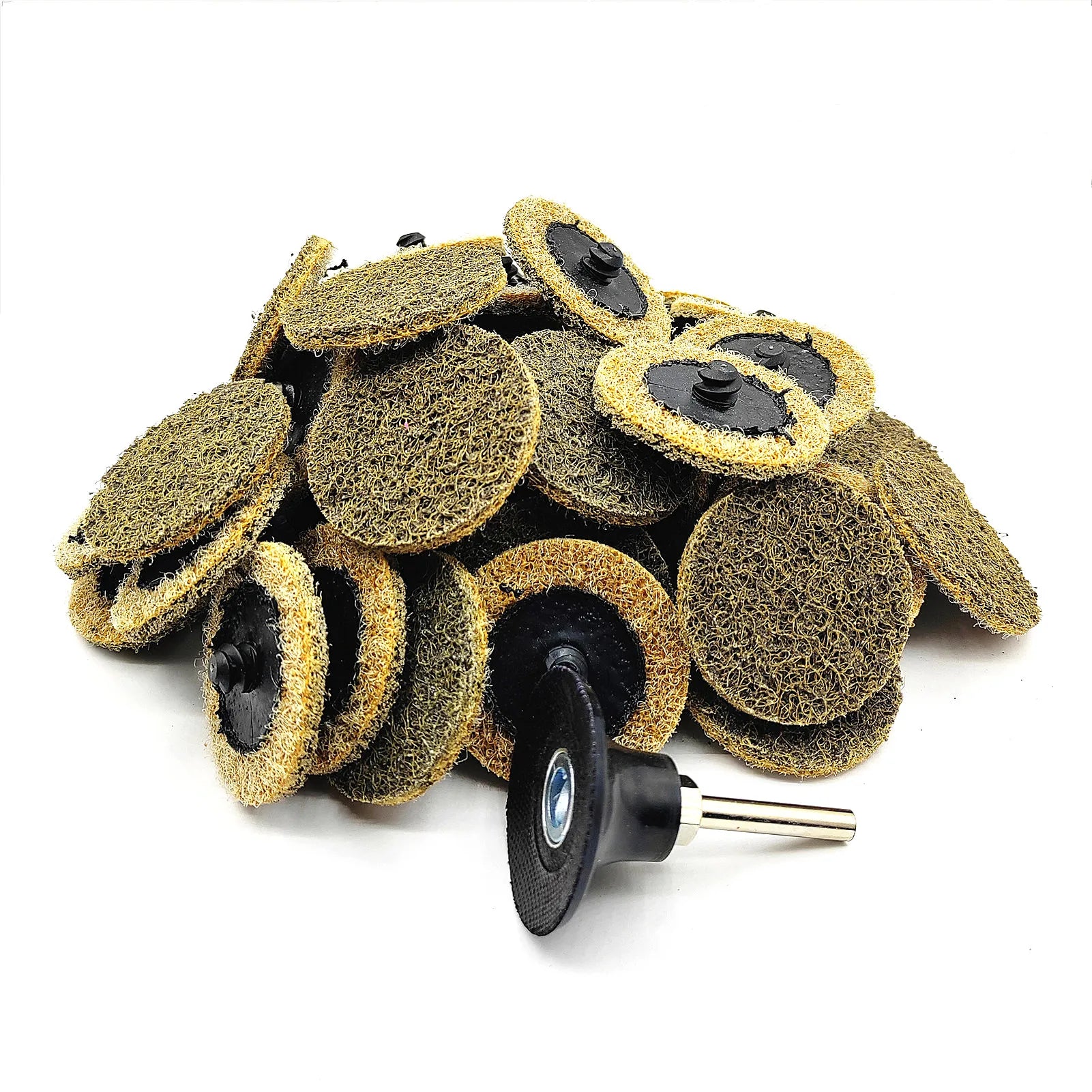 50Pcs Roll Lock Sanding Discs for Die Grinder Surface Conditioning Discs with 1Pcs 2 Inch Disc Pad Holder1/4" Shank