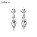 LUOTEEMI New Fashion Cubic Zirconia Crystal Married Bling Out Teardrop Woman Jwellary Earring