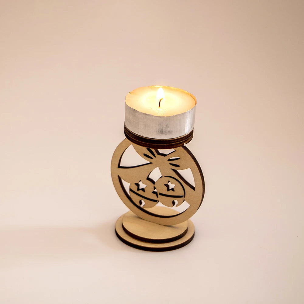 Custom Wholesale Eco-Friendly Wooden Christmas Candle Holder for Christmas Families
