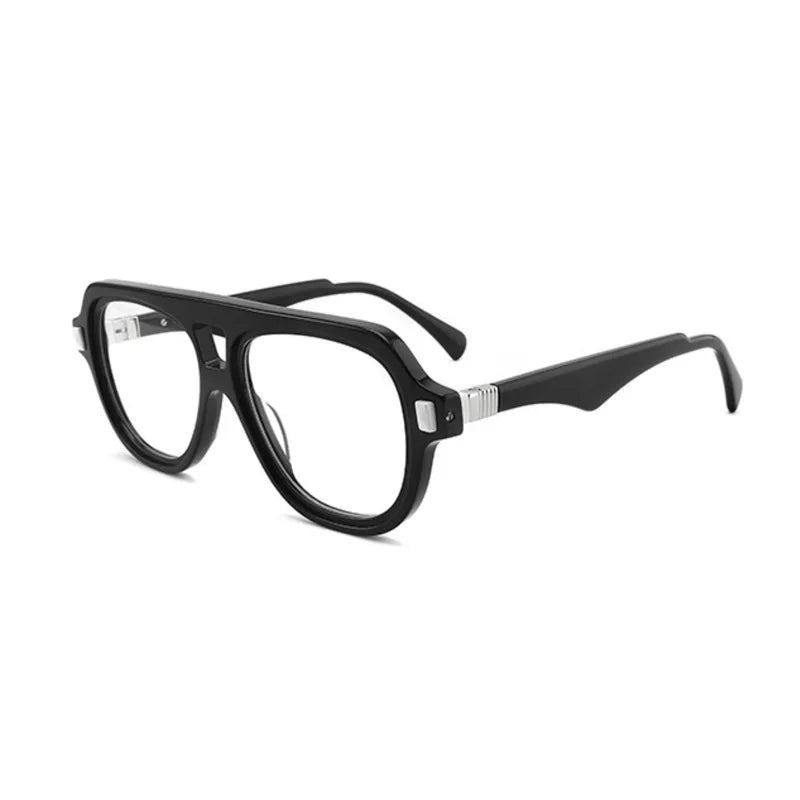 Luxury Retro Fashion Thick Acetate Eyeglasses Frames Large Double Bridge Anti-Blue Light Eyeglasses Square Optical Glasses Frame