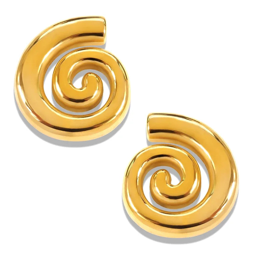 Wholesale New Fashion Stainless Steel Minimalist 18k Gold Plated Geometric Spiral Stud Earrings Hypoallergenic Women Jewelry