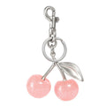 Glitter Cherry Bag Charm with Key Ring and Clip Sparkling Resin & Metal Jewelry Accessory for Purses and Bags Pendant Keychain