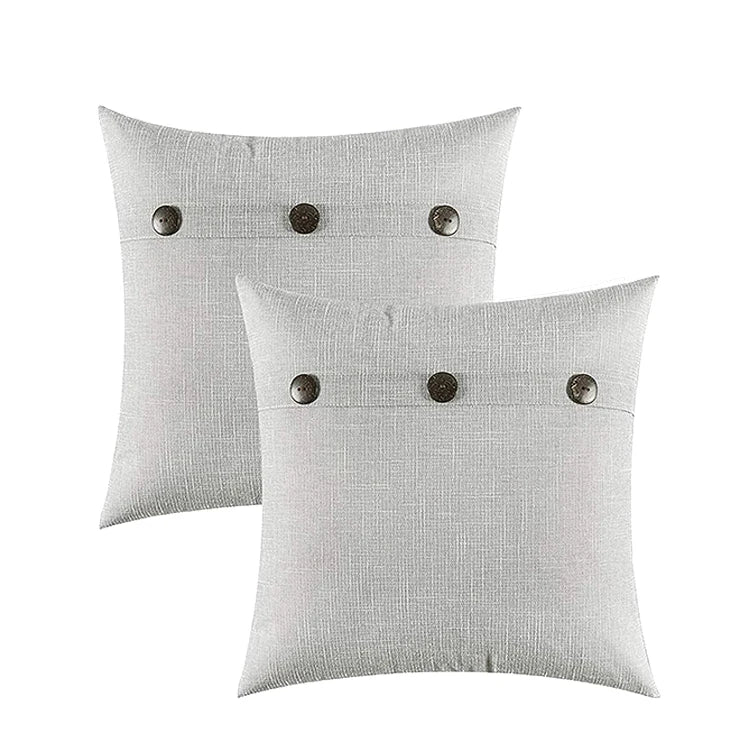 Decorative Linen Throw Pillow Covers Cushion Cover Triple Button Vintage Farmhouse Pillowcase for Couch Sofa Bed
