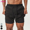 Mens Sportswear Quick Dry Breathable Clothes Casual Elastic Waist Double Layer 2 in 1 Running Fitness Shorts Gym Sports Shorts