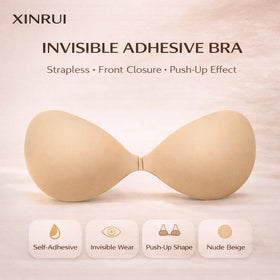 New Style Wholesale Cheap Sexy Adhesive Invisible Bra Double Push up Seamless Wire Free Big Cup Padded Sponge Bra