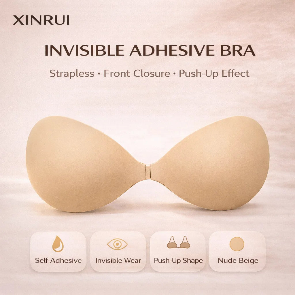 New Style Wholesale Cheap Sexy Adhesive Invisible Bra Double Push up Seamless Wire Free Big Cup Padded Sponge Bra