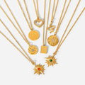 New Titanium Steel Necklace 18K Gold Stainless Steel Inlaid Hao Eight Mang Star Circle Brand love Pendant Necklace
