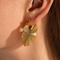 Fashion Minimalist Fan-shaped Lace Earrings Creative Design Retro Trend Anti Tarnish Stainless Steel Earrings Fashion Jewelry