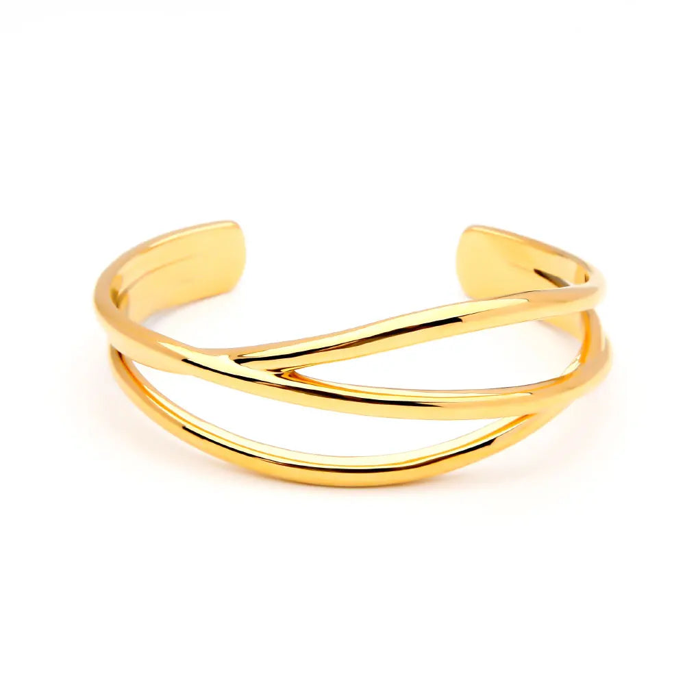 New Arrival 18K Gold Plated Minimalist Line Women's Trendy Fashion Cuff Bracelet Popular Jewelry for Girls