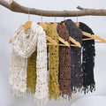 Spring and Autumn Neckwarm Scarf Soft Warm Lace Crochet Flower Long Knitted Thin Shawl Scarves