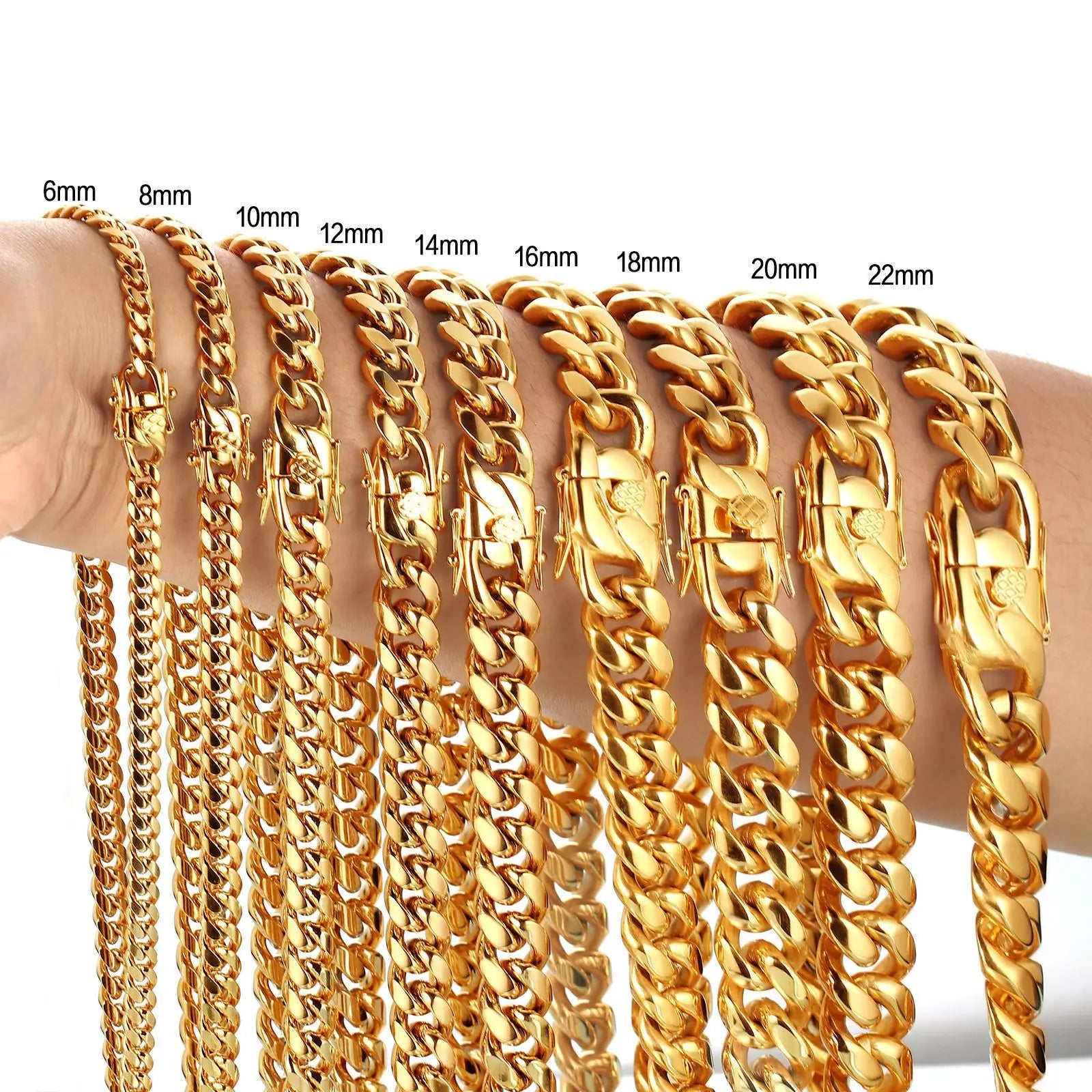 316 Stainless Steel 14mm Thickness Cuban Chain Dog Collar with Diamonds 18k Gold