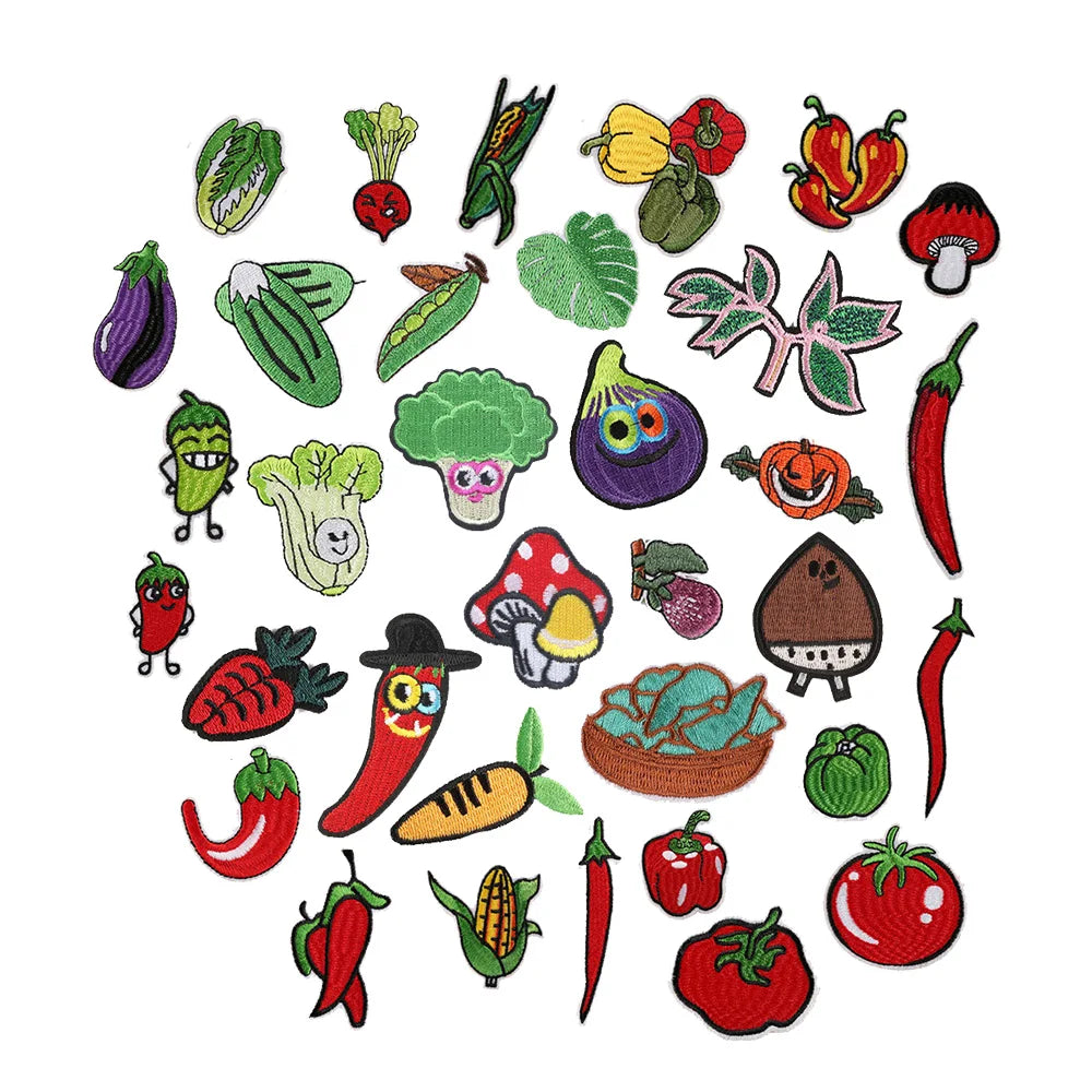Creative Style Cute Vegetable Theme Chili Pepper Tomato Design Custom Iron on Clothing Patches Embroidery