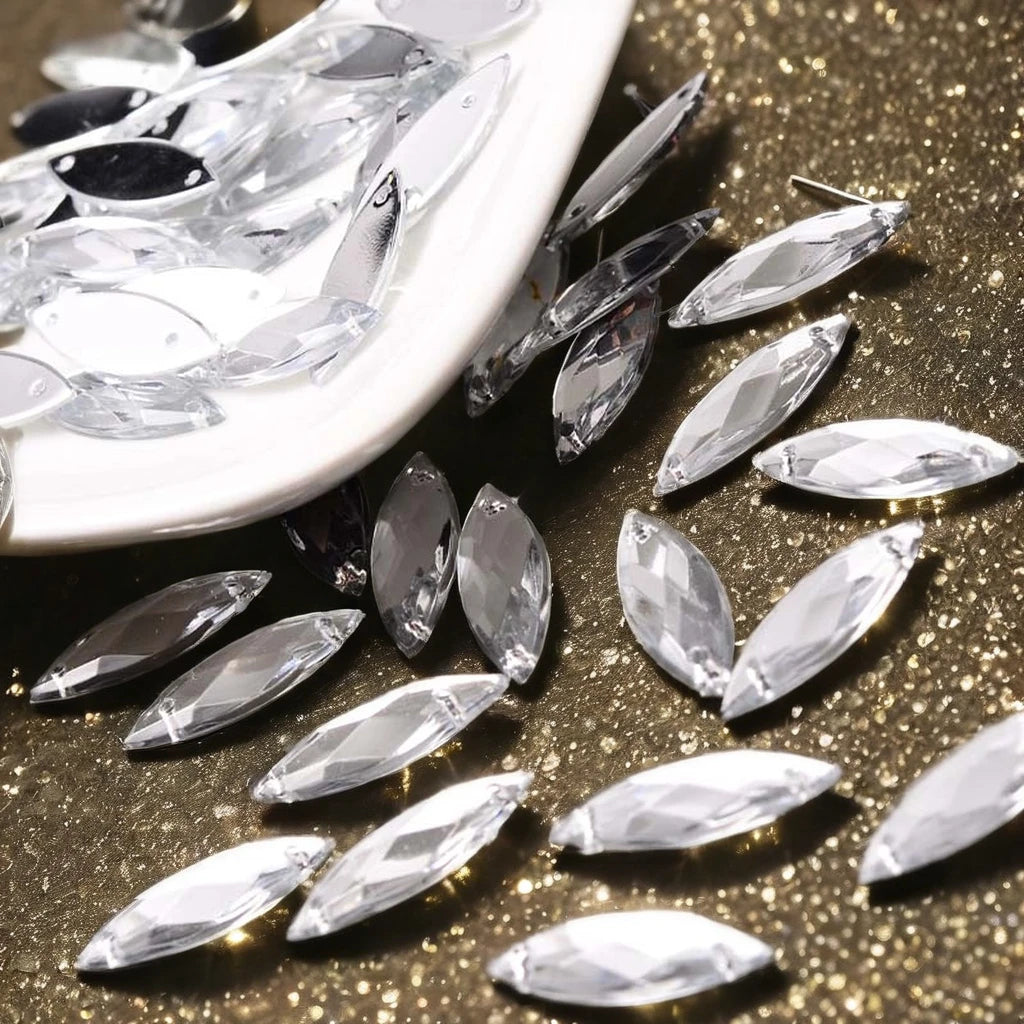 Marquise Shape Clear Acrylic Rhinestones Size 7*21MM Loose Sewing Beads for Garments Shoes Nails Accessories