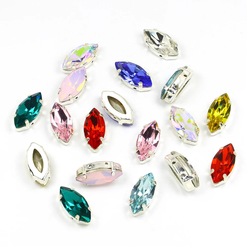 Horse Eye Fancy Stone With Metal Settings K9 Glass Rhinestones Wholesale Lead-free Crystal Beads for Jewelry Diy Accessories