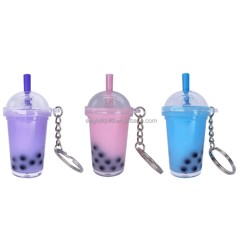 OEM Design Ready to Ship Acrylic Keyring Cute Milk Tea Cup Keychain Liquid Boba Keychain