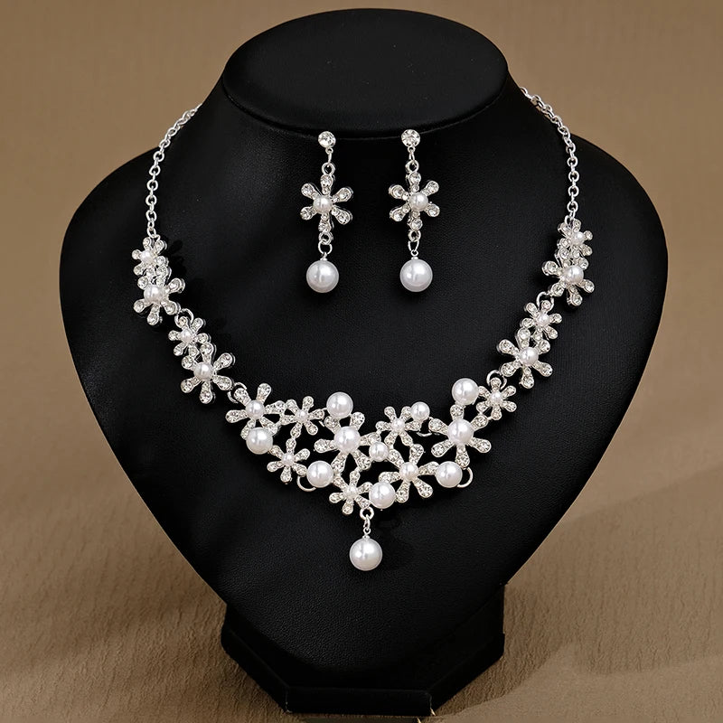 Beauty Design Alloy Crystal Wedding Gift Unique Bridal Snowflake Handmade Jewelry Set