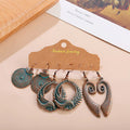 Bohemian Jewelry Vintage Stud Earring Set 3 Pairs Ear Rings Set New Antique Silver Leaves Designer Dangle Hook Earrings Set