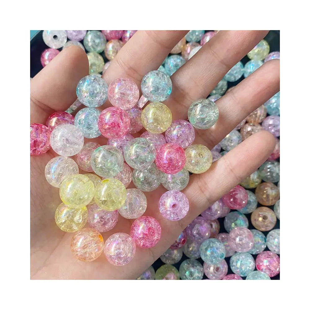 Wholesale AB Colorful Acrylic Crackle Loose Spacer Beads for Necklace Bracelet Earrings DIY Jewelry Craft Making