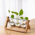 Handmade Wooden Modern Design Decoration Frame Office Desk Swing Hydroponic Green Plant Glass Vase Bottle Container Wedding