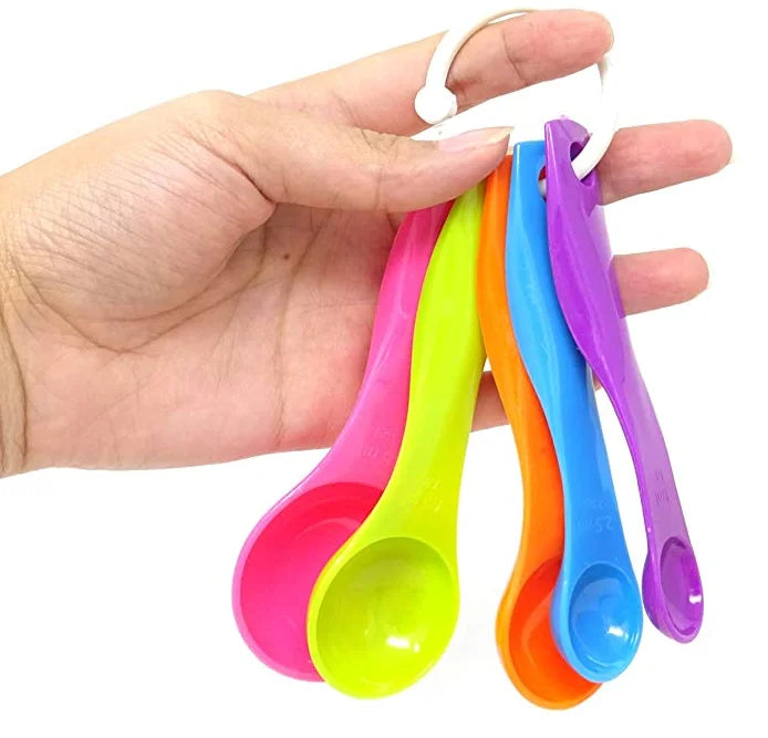 5pcs Honbay Measuring Spoon Foldable Plastic Seasoning Spoon Teaspoon Sets for Baking Kitchenware